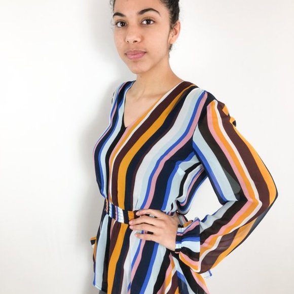 JUST FEMALE Romain chiffon striped blouse - Picture 2 of 13